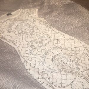 White custom beaded mini dress!!!!